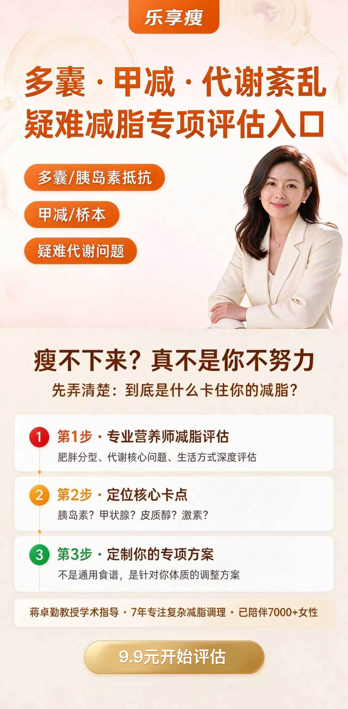 多囊 · 甲减 · 代谢紊乱 疑难减脂专项评估入口